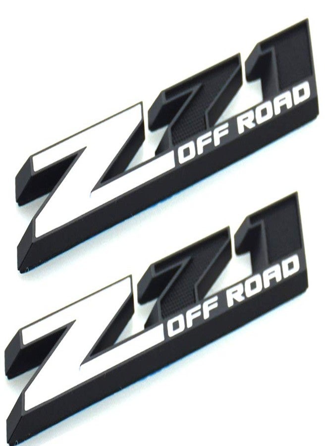 Aimoll 2pcs Z71 Off Emblems with Strong Tape Decal Emblems Badge for GMC Chevy Silverado Sierra Suburban (White/Black) - Image 1
